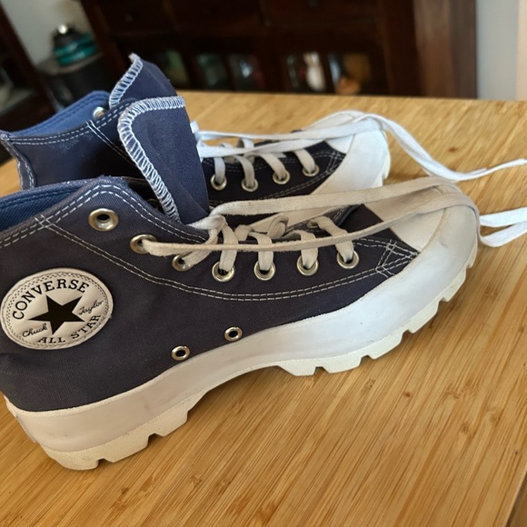 Converse Shoes - Converse Blue and White High-Top platform Sneakers with Rugged Sole